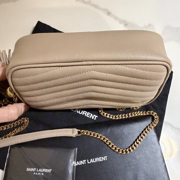 SAINT LAURENT Mini LOU Bag with Tassel Dark Beige Authentic - Picture 6 of 11